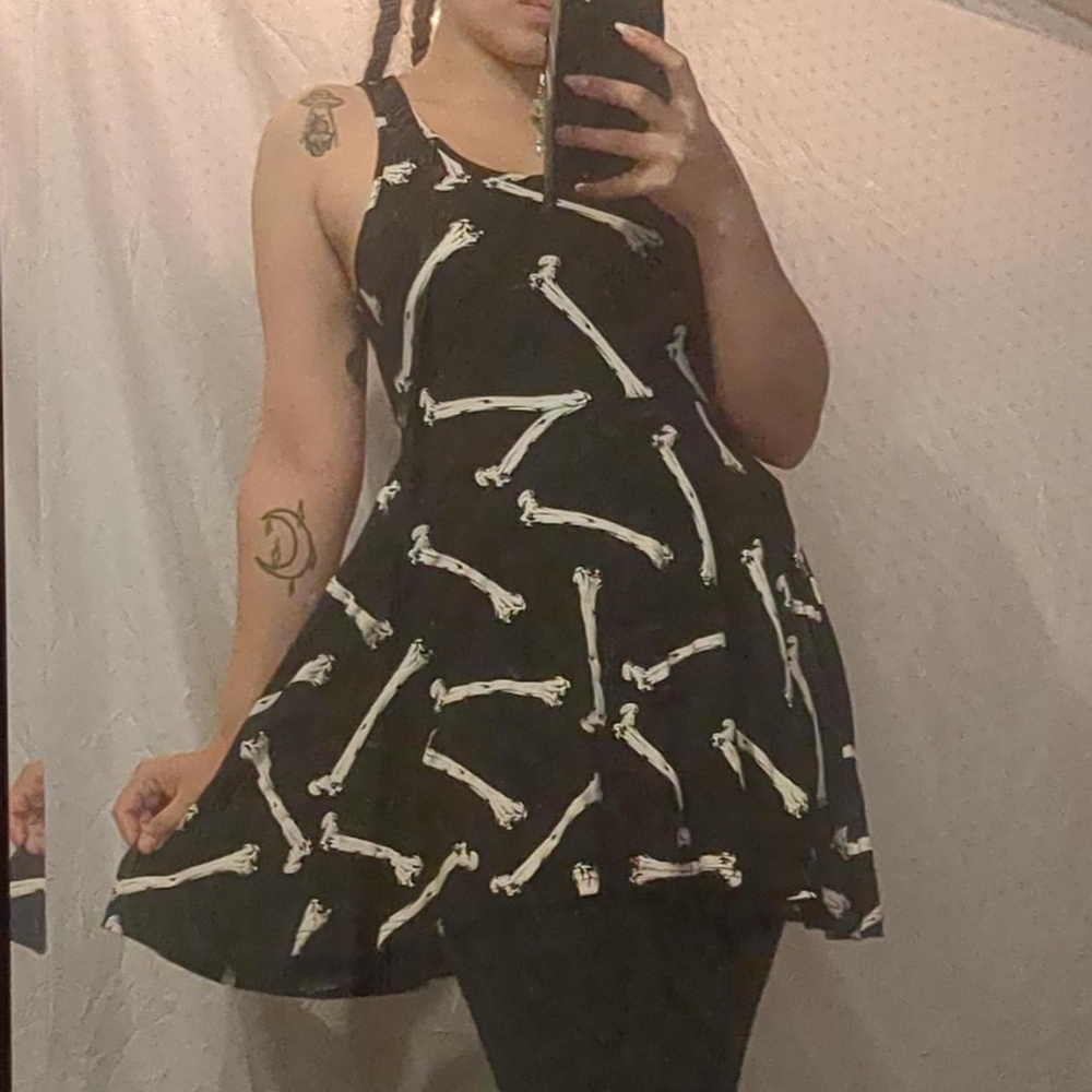 Black Killstar Dress with Bone Print